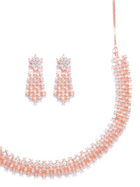 Thumbnail for Priyaasi Women American Diamond Rose Gold Plated Ethnic Jewellery Set - Distacart