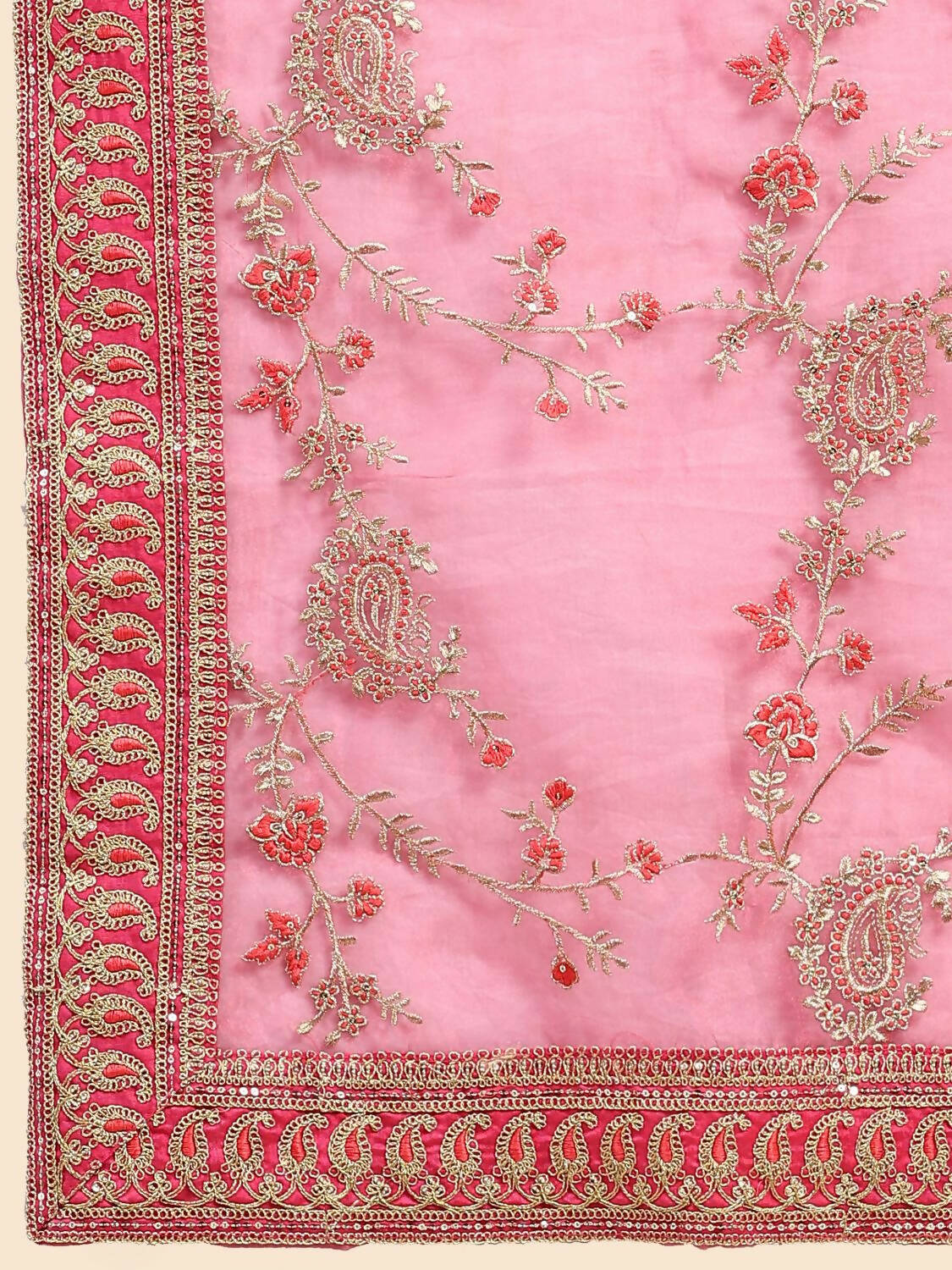 Vamsee Pink Organza Saree - Distacart