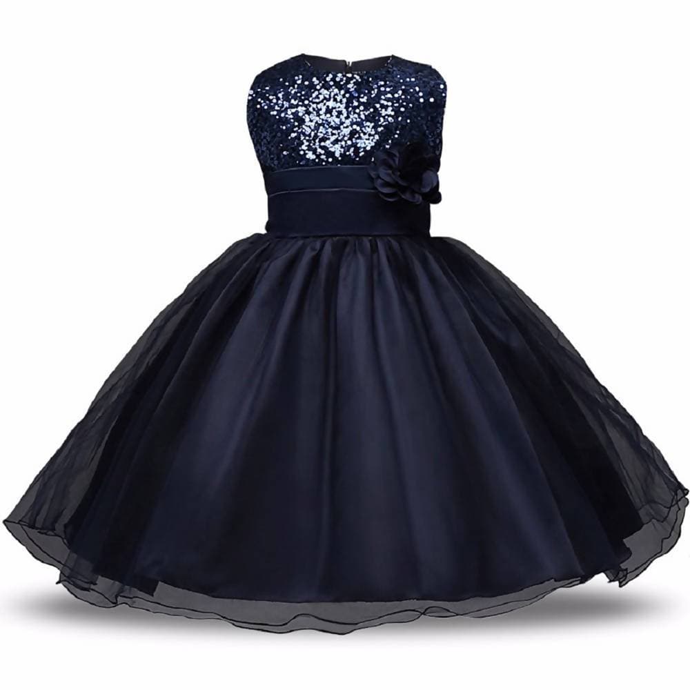 Asmaani Baby Girl's Navy Blue Color Satin A-Line Maxi Full Length Dress (AS-DRESS_22044) - Distacart