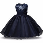 Thumbnail for Asmaani Baby Girl's Navy Blue Color Satin A-Line Maxi Full Length Dress (AS-DRESS_22044) - Distacart