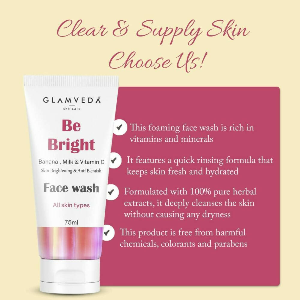 Glamveda Be Bright Skin Brighteing & Anti Blemish Face Wash - Distacart