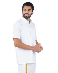 Thumbnail for Ramraj Cotton Mens Half Sleeve Formal 100 % Cotton White Shirt - Distacart