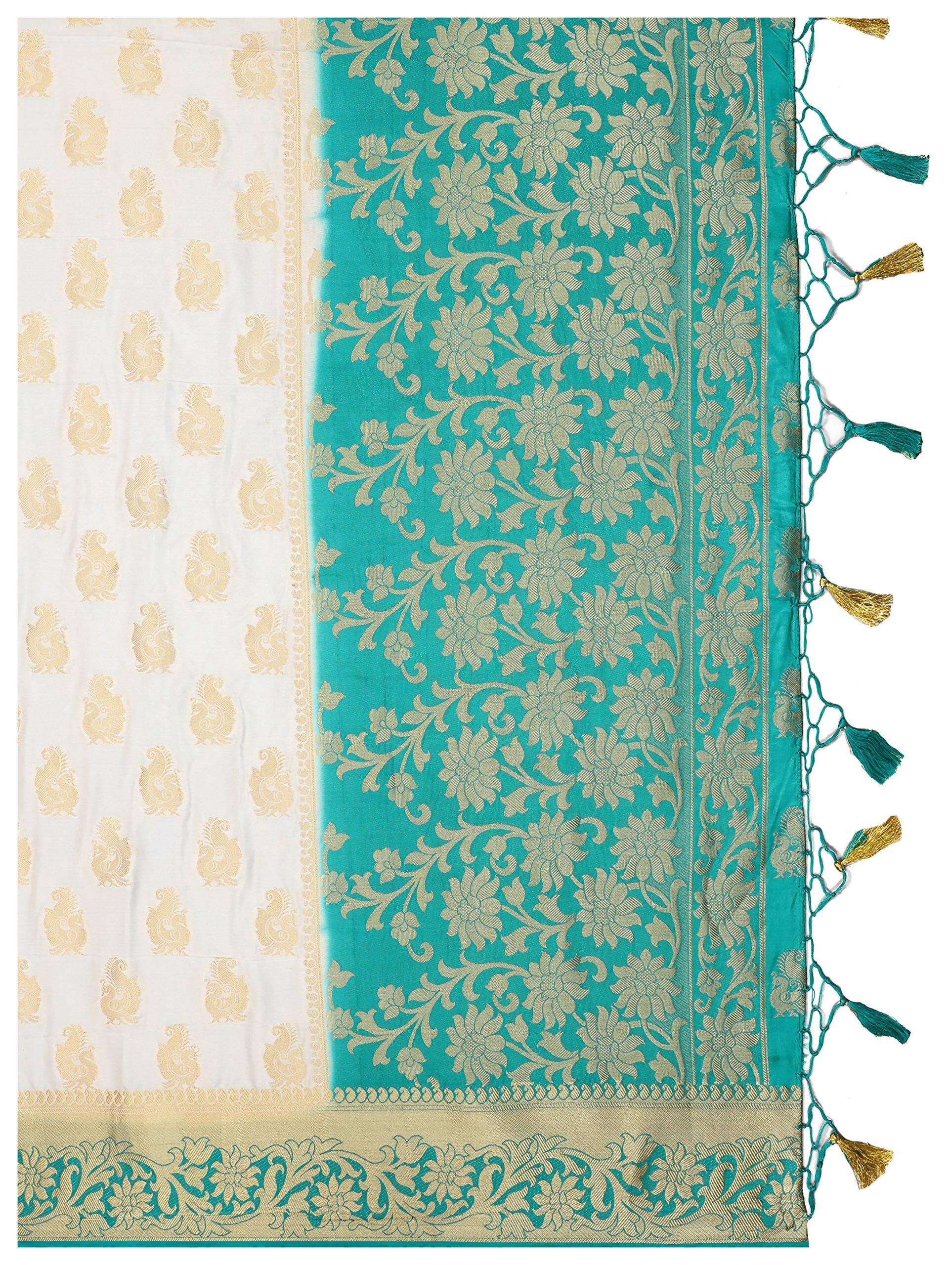 Mimosa Women's Kanchipuram Silk Beige Saree - Distacart