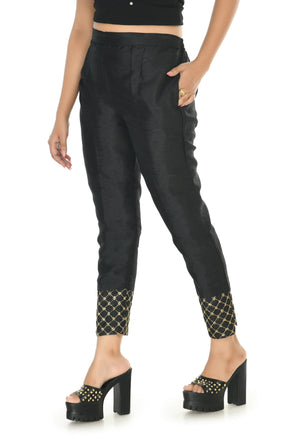 Mominos Fashion Moeza Silk Black Color Pant