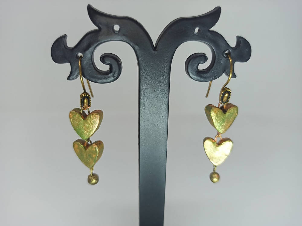 Terracotta Lovely Heart Shaped Hangings-Mehndi Green