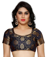 Thumbnail for Mimosa Women's Kanchipuram Silk Navy Blue Saree - Distacart