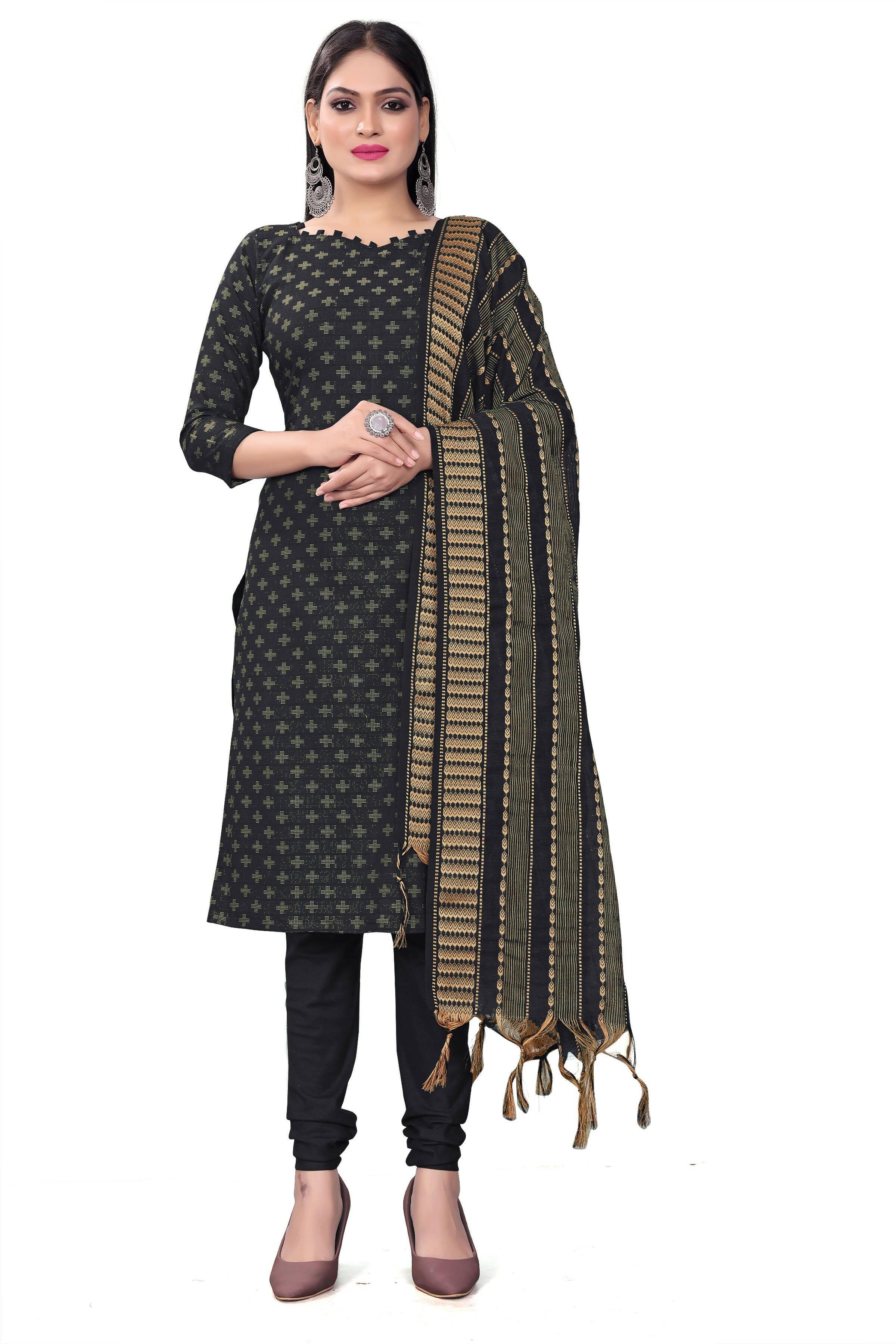 Blue Cotton Jacquard Woven Unstitched Dress Material - Amara - Distacart