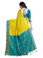 Thumbnail for Mimosa Women's Yellow Mysore Silk Crepe Saree With Blouse