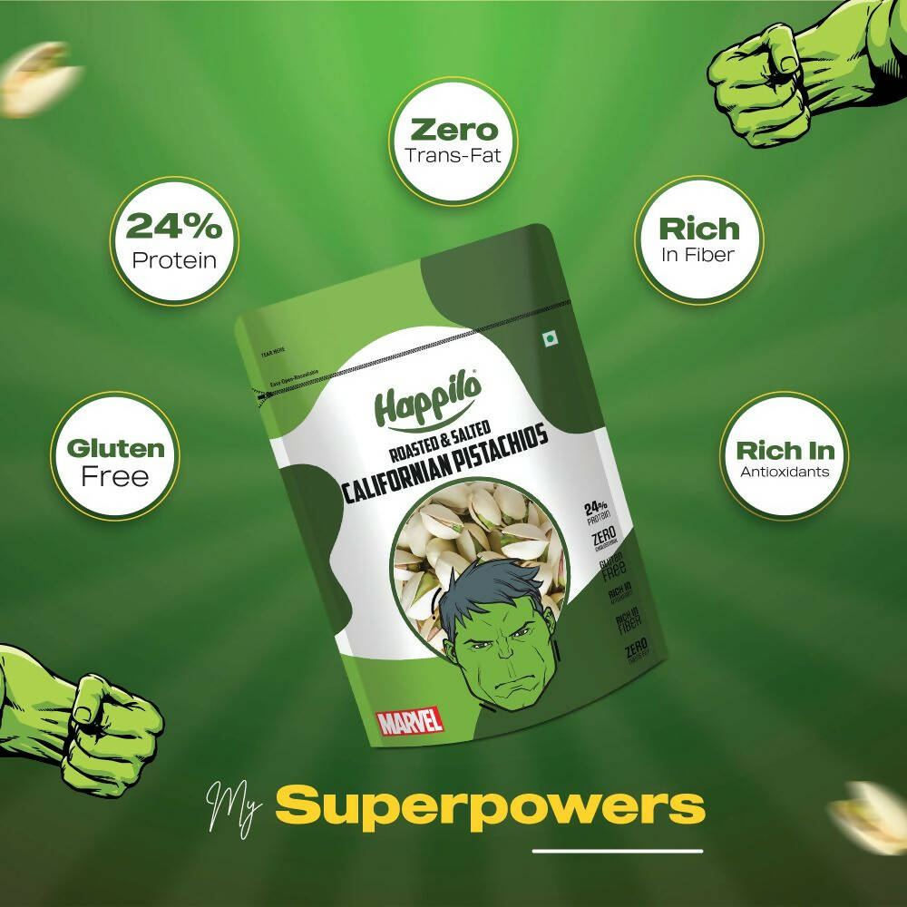 Happilo Roasted & Salted Californian Pistachios-Marvel Hulk Edition - Distacart