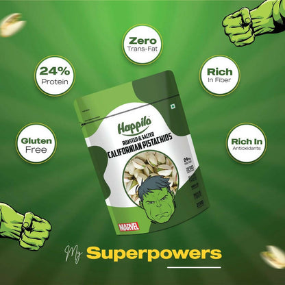 Happilo Roasted & Salted Californian Pistachios-Marvel Hulk Edition - Distacart