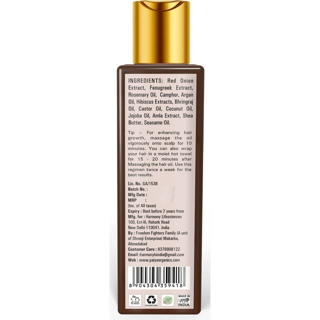 Paiya Organics Red Onion Oil For Hair Growth - Distacart