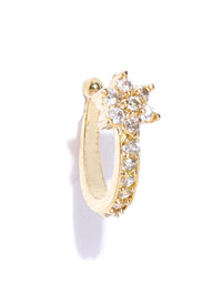 Thumbnail for Priyaasi Classic Gold-Plated & White CZ Studded Clip-On Nosepin For Women And Girls - Distacart
