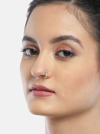 Thumbnail for Priyaasi Women Gold-Plated & White Stone-Studded Nose Ring - Distacart