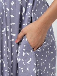 Thumbnail for Manet Three Fourth Maternity Dress White Dot Print With Concealed Zipper Nursing Access - Blue - Distacart