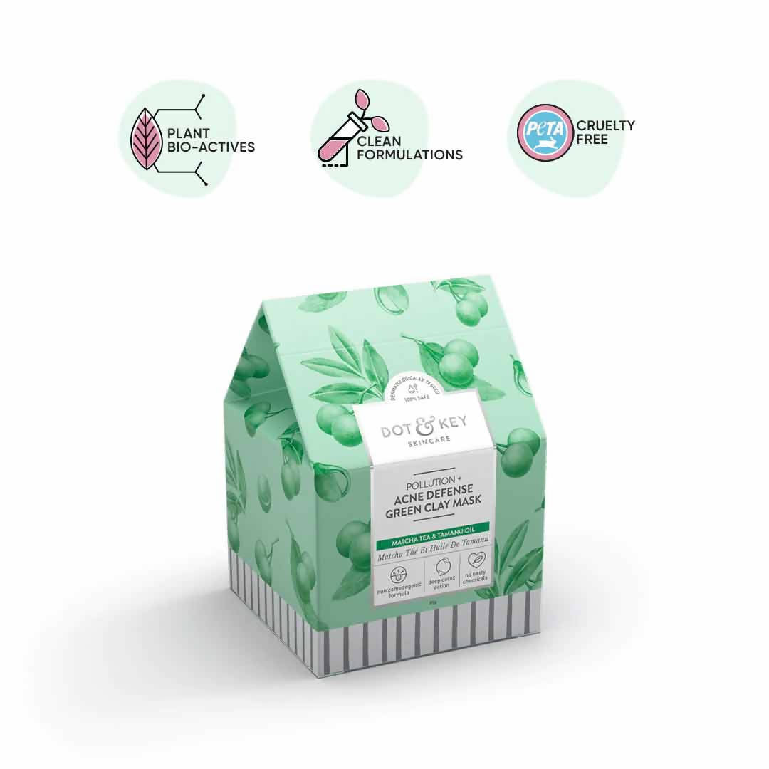 Dot & Key Pollution + Acne Defense Green Clay Face Mask - Distacart