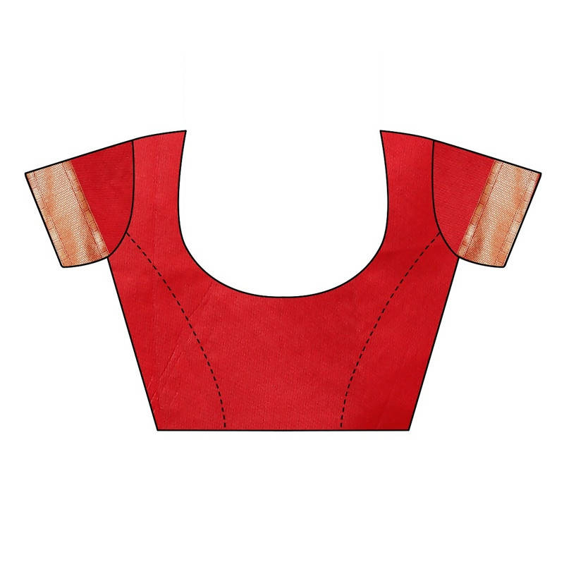 Vamika Banarasi Jacquard Weaving Red Saree (Siri Red) Blouse