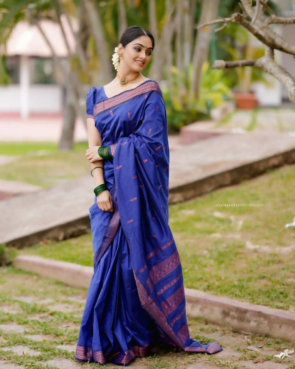 DEIANA'S Beautiful Golden Jari with New Design Soft Lichi Silk Saree - Blue - Distacart