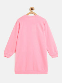 Thumbnail for Lyush Pink Fleece XOXO Kangaroo Pocket Dress For Girls - Distacart