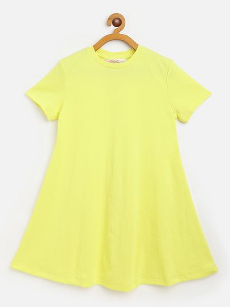 Lyush Yellow Rib Tent Dress For Girls - Distacart