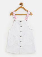 Thumbnail for Lyush White Twill Pinafore Dress For Girls - Distacart
