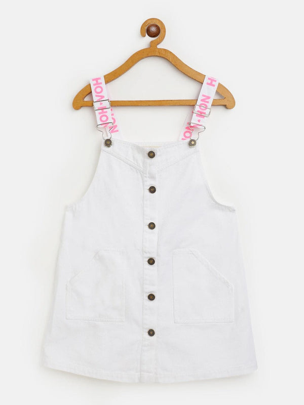 Lyush White Twill Pinafore Dress For Girls - Distacart
