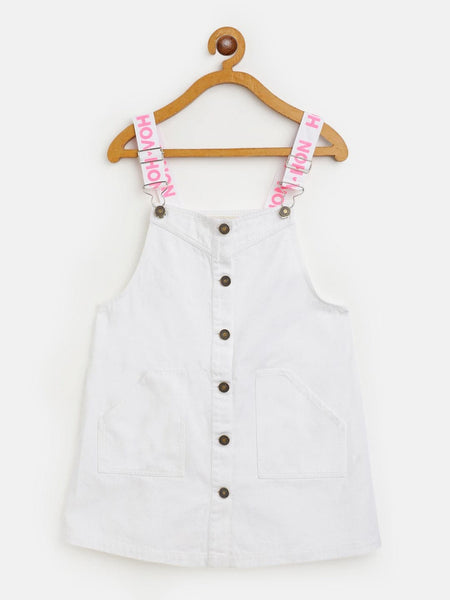 Lyush White Twill Pinafore Dress For Girls - Distacart