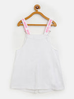 Thumbnail for Lyush White Twill Pinafore Dress For Girls - Distacart