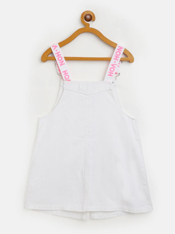 Lyush White Twill Pinafore Dress For Girls - Distacart