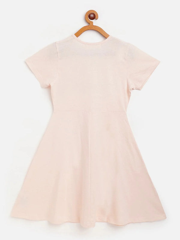 Lyush Cream Travel Skater Dress For Girls - Distacart