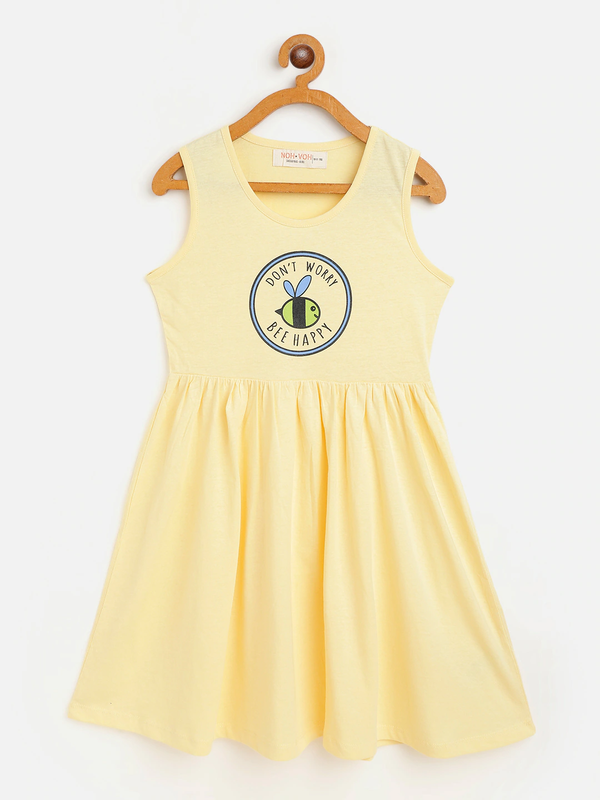 Lyush Yellow Don??-Worry Gather Dress For Girls - Distacart
