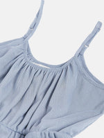 Thumbnail for Lyush Blue Mesh Lurex Strappy High Low Dress For Girls - Distacart