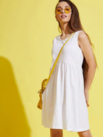 Thumbnail for Lyush White Schiffli Gathered Dress For Girls - Distacart
