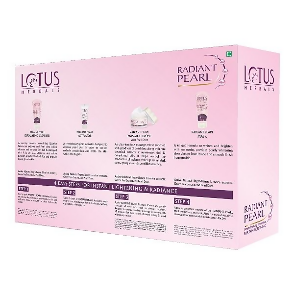 Lotus Herbals Radiant Pearl Cellular Lightening Facial Kit (170g) - Distacart