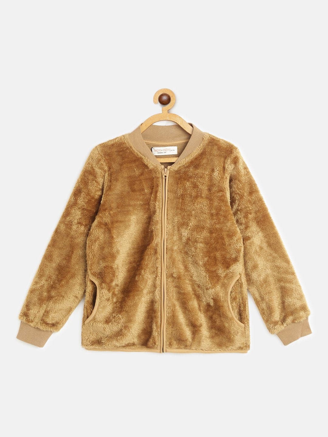 Lyush Brown Fur Front Zipper Jacket For Girls - Distacart