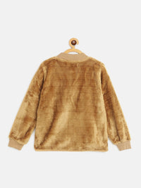 Thumbnail for Lyush Brown Fur Front Zipper Jacket For Girls - Distacart