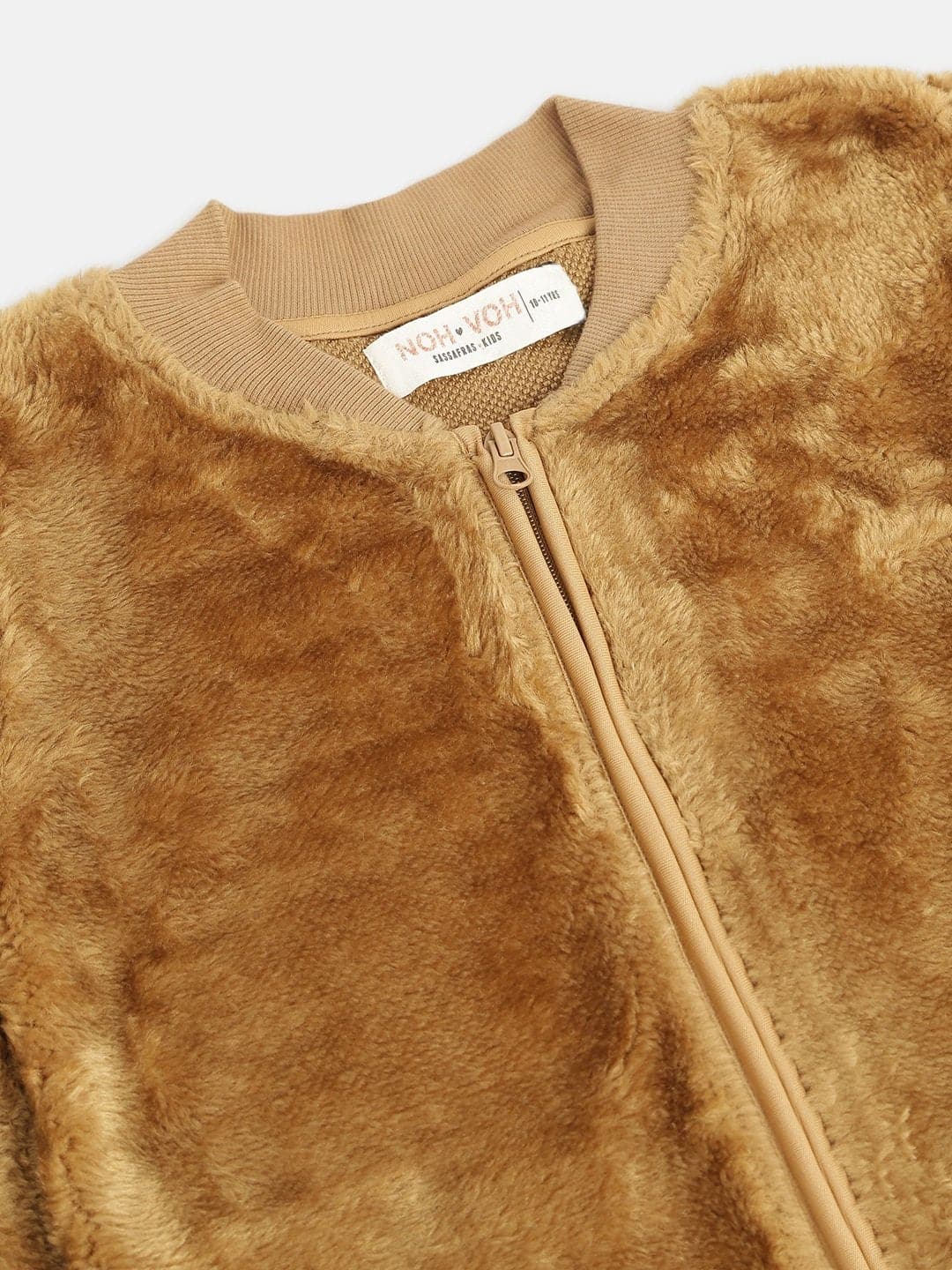 Lyush Brown Fur Front Zipper Jacket For Girls - Distacart