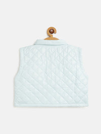 Thumbnail for Lyush Blue Sleeveless Puffer Crop Jacket For Girls - Distacart