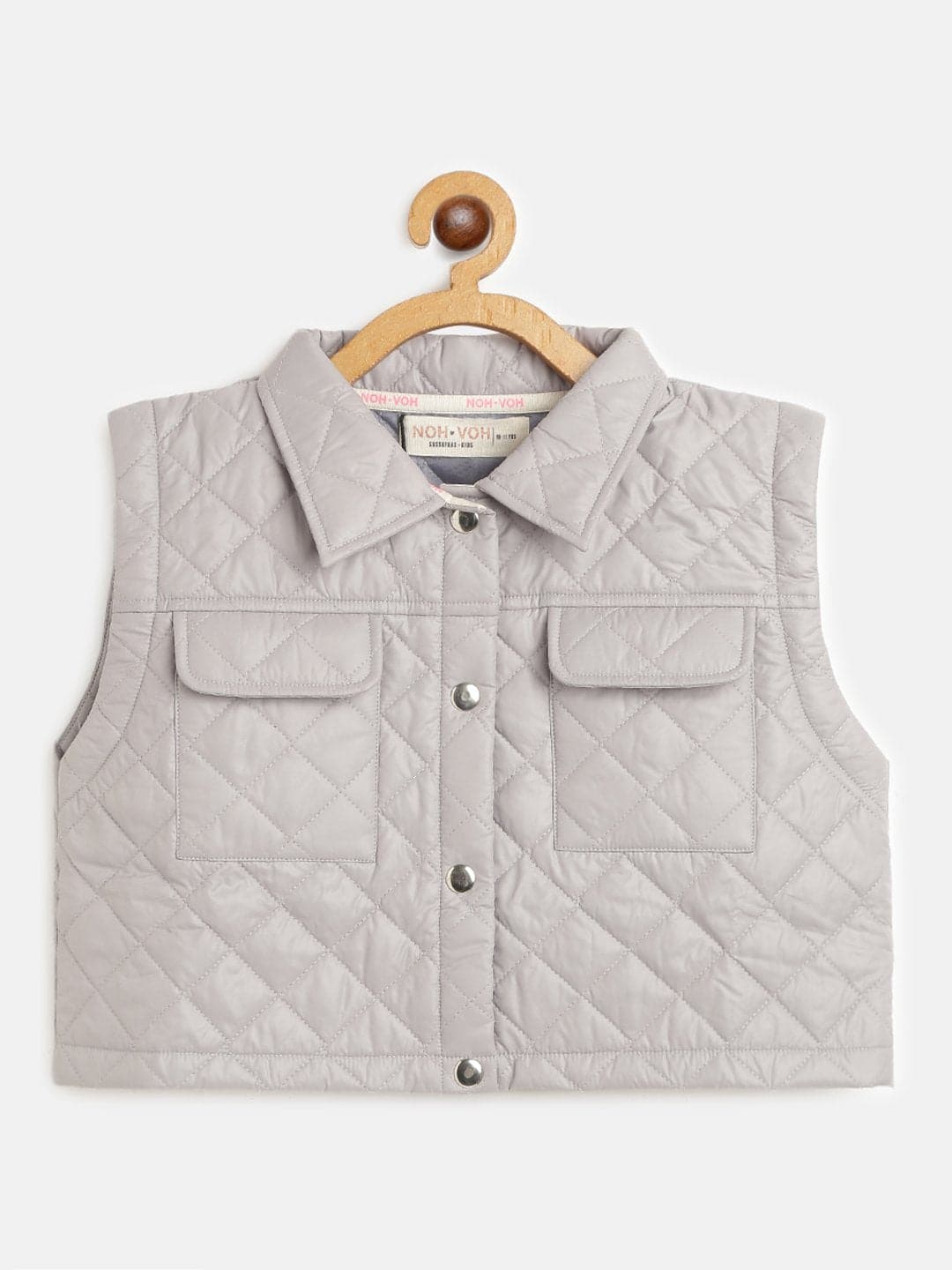 Lyush Grey Sleeveless Puffer Crop Jacket For Girls - Distacart