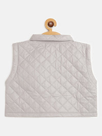 Thumbnail for Lyush Grey Sleeveless Puffer Crop Jacket For Girls - Distacart