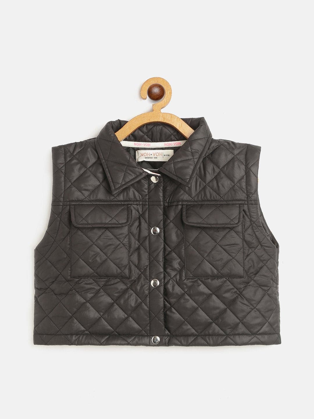 Lyush Black Sleeveless Puffer Crop Jacket For Girls - Distacart
