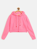 Thumbnail for Lyush Neon Pink Front Zipper Bomber Jacket For Girls - Distacart