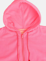 Thumbnail for Lyush Neon Pink Front Zipper Bomber Jacket For Girls - Distacart