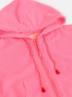 Thumbnail for Lyush Neon Pink Front Zipper Bomber Jacket For Girls - Distacart