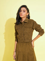 Thumbnail for Lyush Kids Girls Beige Corduroy Crop Jacket - Distacart