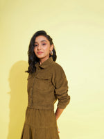 Thumbnail for Lyush Kids Girls Beige Corduroy Crop Jacket - Distacart