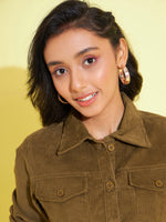 Thumbnail for Lyush Kids Girls Beige Corduroy Crop Jacket - Distacart