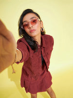 Thumbnail for Lyush Kids Girls Rust Corduroy Crop Jacket - Distacart