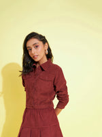 Thumbnail for Lyush Kids Girls Rust Corduroy Crop Jacket - Distacart