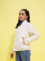 Thumbnail for Lyush Girls Off White Quilted Bomber Jacket - Distacart