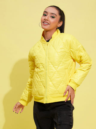 Lyush Girls Yellow Quilted Bomber Jacket - Distacart